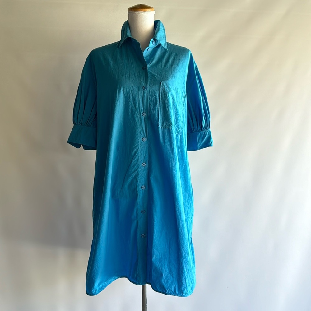 COS Oversized Short Sleeve Poplin Shirt Dress - sz 34